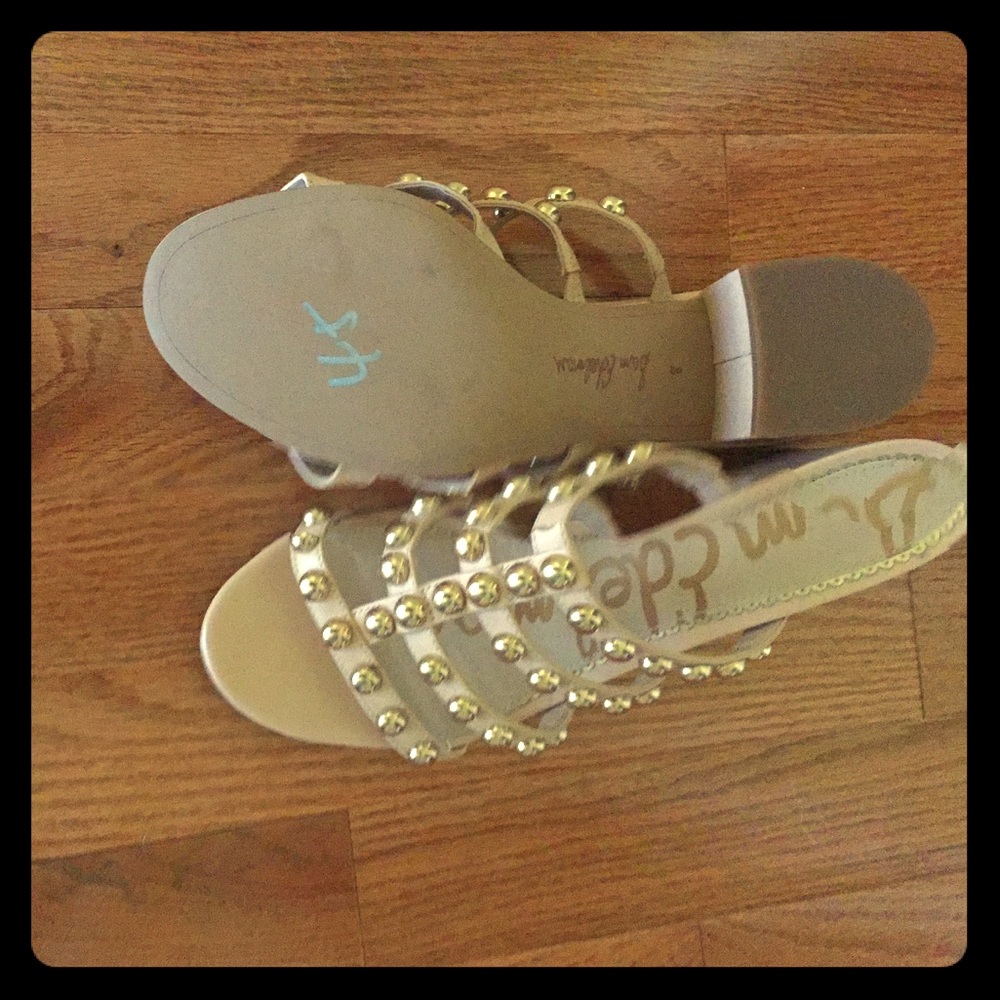 Studded block heel sandals